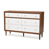 Baxton Studio Harlow Mid-century Modern White and Walnut Wood 6-drawer Dresser 121-6781